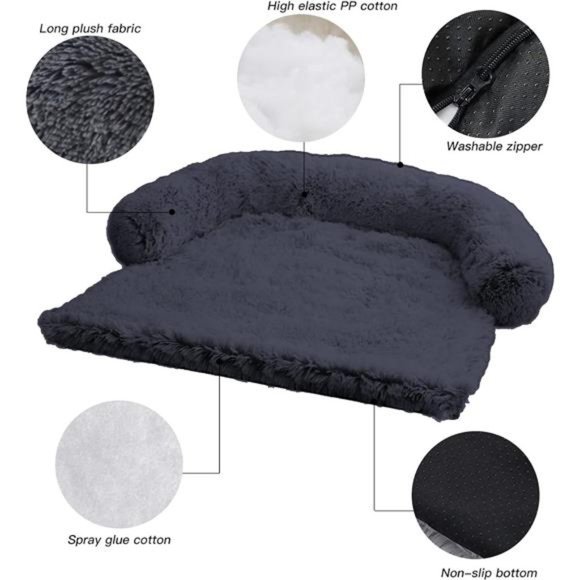 Calming Dog Bed Fluffy Plush Dog Mat for Furniture Protector with Washable Cover - Picture 3 of 7